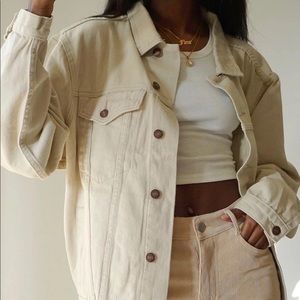 Princess Polly Western Denim Jacket Beige S/M